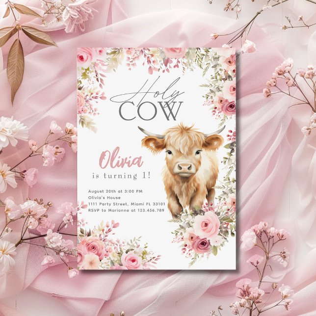 Convites Vaca Sagrada Eu Sou Uma Vaca das Terras Altas Rosa (Criador carregado)