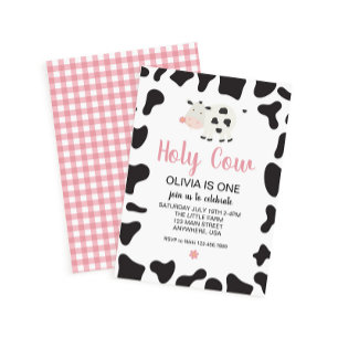 Convites Vaca Sagrada Sou Um Aniversário de Daisy Gingham R