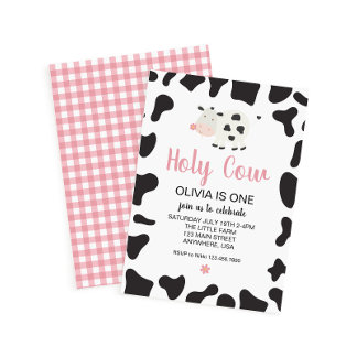 Convites Vaca Sagrada Sou Um Aniversário de Daisy Gingham R