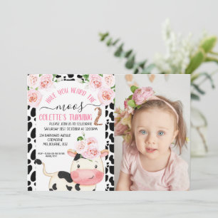 Convites Vaca Você Ouviu O segundo aniversário De Foto Do M