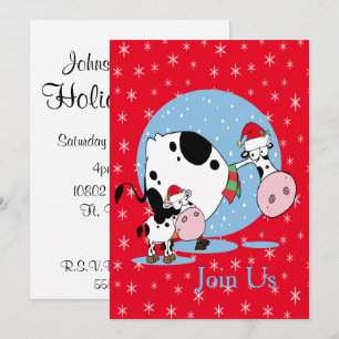 Convites Vacas do País com Natal Hats
