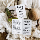 Convites Vacation Rental Property Business Welcome Postcard<br><div class="desc">Make a great first impression with this customizable rental property welcome card template, available exclusively on Zazzle. Perfect for Airbnb, Vrbo, or vacation rental hosts, this professionally designed card lets you greet guests with a warm message while gently encouraging positive reviews. Easily personalize and order today on Zazzle! Instant download...</div>