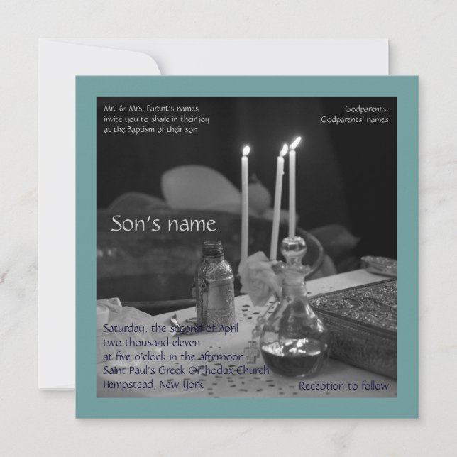 Convites Vaftisi azul (Frente)