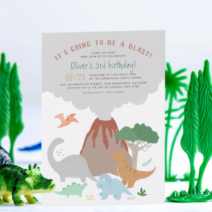 Convites Vai Ser Um Blast Volcano Dinossaur Boy Birthday