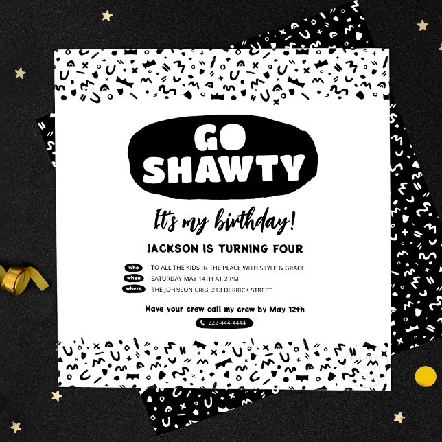 Convites Vai Shawty É o teu aniversário, Festa de Rap Hip H (Criador carregado)