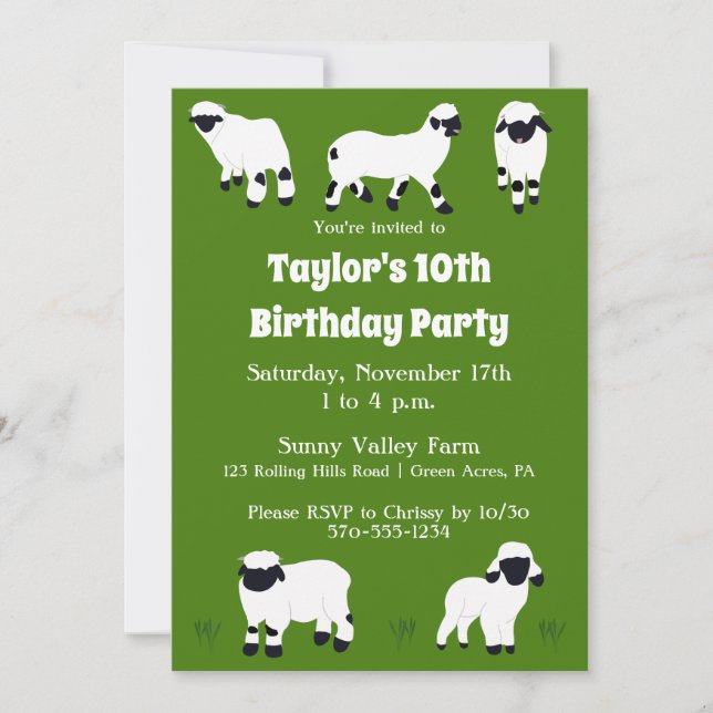 Convites Valais Blacknose Sheep Fazenda Party (Frente)