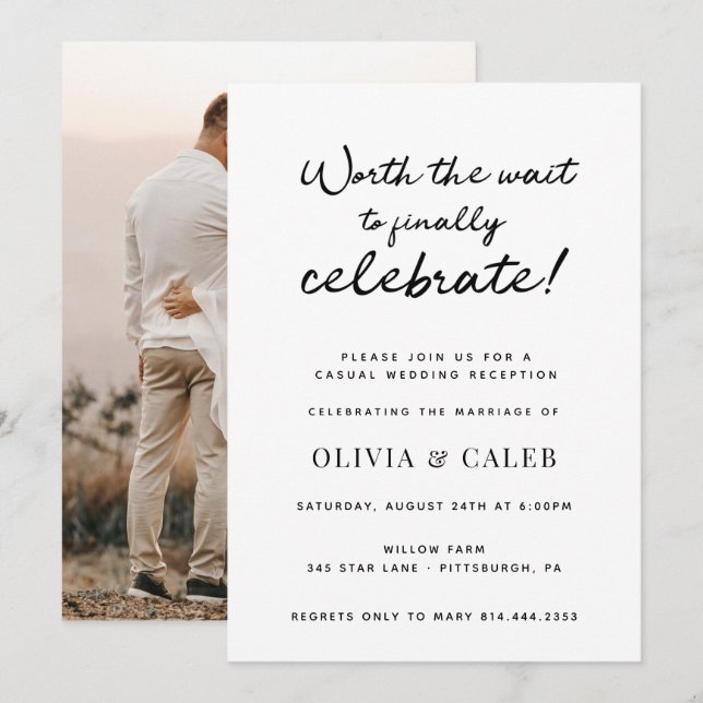 Convites Vale a Pena Esperar para Celebrar o Recepcionament (Frente/Verso)