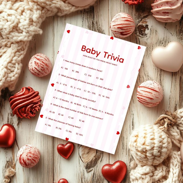 Convites Valentine Baby trivia Baby shower game Card (Criador carregado)