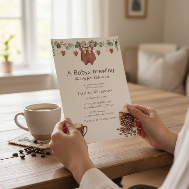 Convites Valentine "Babys Brewing" Coffee Themed Invite (Criador carregado)