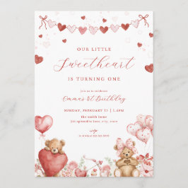 Convites Valentine Bear Little Sweetheart Birthday Invite