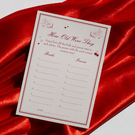 Convites Valentine Bridal Shower Age Guessing Game Card