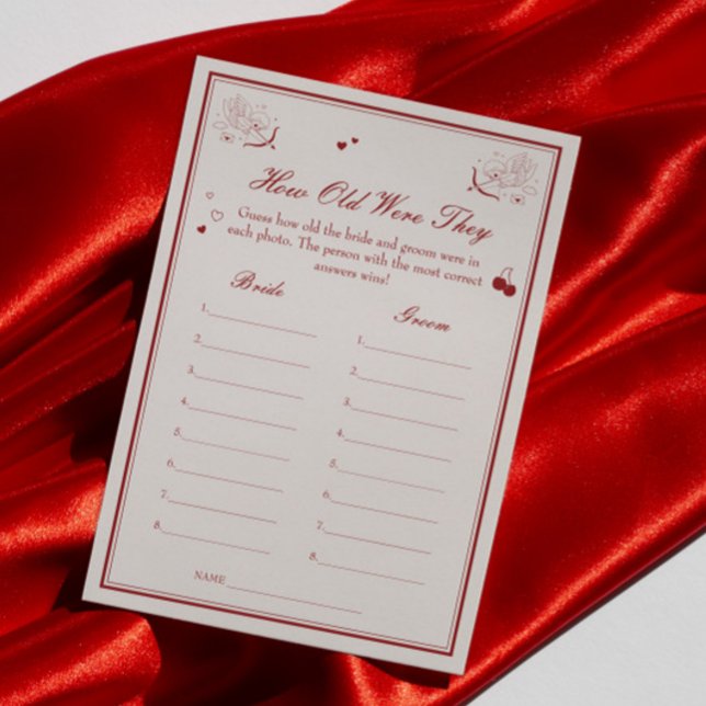 Convites Valentine Bridal Shower Age Guessing Game Card (Criador carregado)