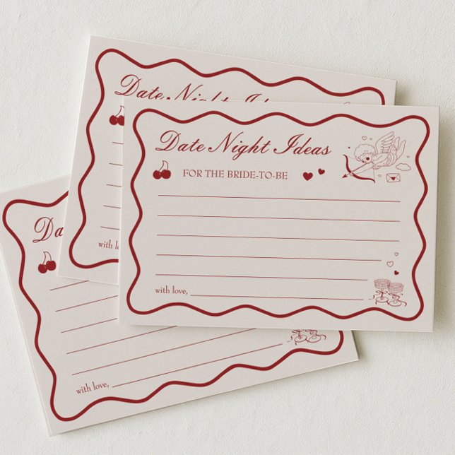 Convites Valentine Bridal Shower Date Night Ideas Card (Criador carregado)