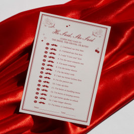 Convites Valentine Bridal Shower He Said She Said Game Card