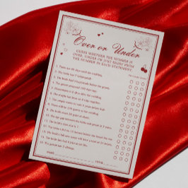 Convites Valentine Bridal Shower Over or Under Game Card
