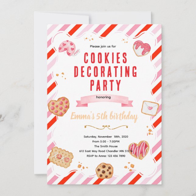 Convites Valentine Cookie Decorating Party Invitation (Frente)