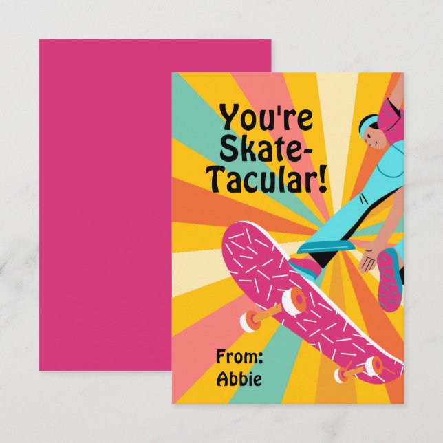 Convites Valentine de Skate Retro (Frente/Verso)