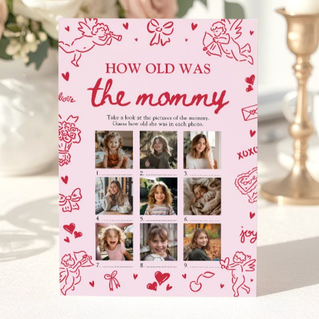 Convites Valentine Desenhado à Mão Quantos Anos Tinha a Mam (Valentine Hand Drawn How Old Was The Mommy Game)