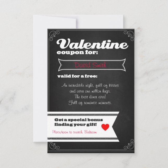 Convites Valentine free coupon (Frente)