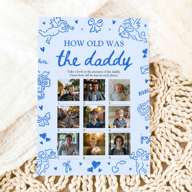 Convites Valentine Hand Drawn How Old Was The Daddy Game (Valentine Hand Drawn How Old Was The Daddy Game)