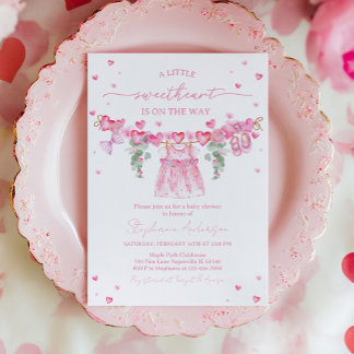 Convites Valentine’s Baby Shower Invitation, Pink Heart