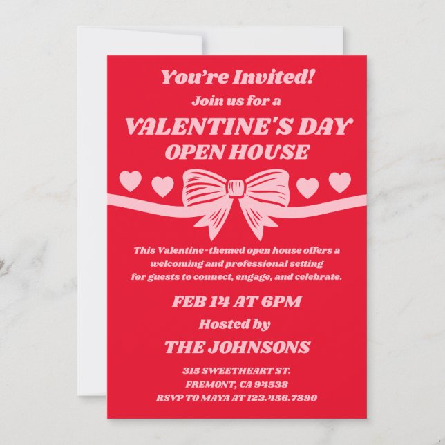 Convites Valentine’s Day Open House (Frente)