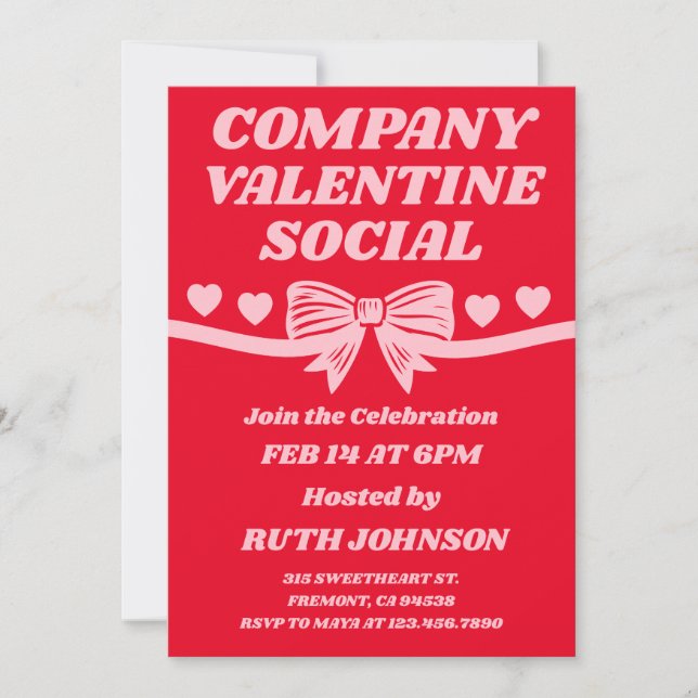 Convites Valentine Social da Empresa (Frente)