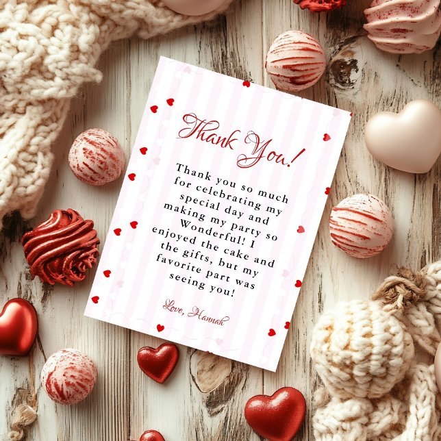 Convites Valentine Sweatheart birthday Thank You card (Criador carregado)