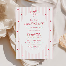 Convites Valentine Sweetheart Pink Red Hearts 1st Birthday