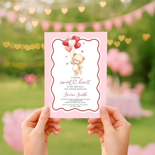Convites Valentine Sweetheart Teddy Bear Baby Shower (Criador carregado)