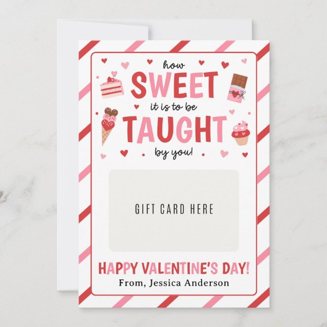 Convites Valentine Teacher Appreciation Gift Card Holder (Frente)