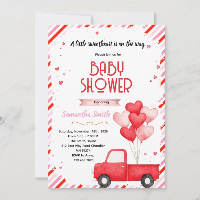 Convites Valentine truck party invitation (Frente)