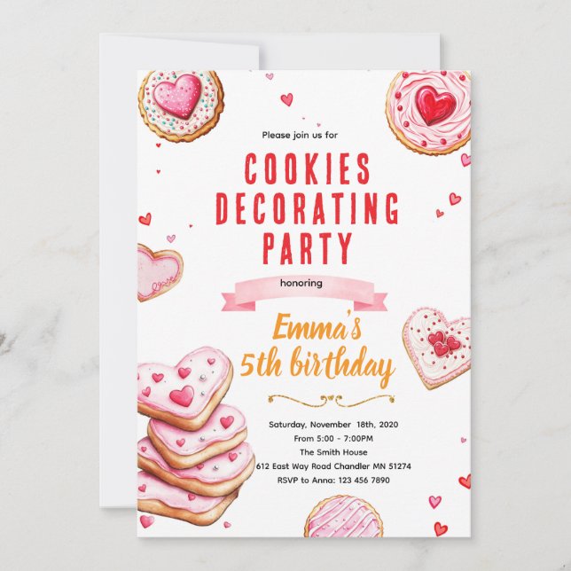 Convites Valentine's Cookie Decorating invite (Frente)