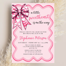 Convites Valentine's Day Coquette Pink Bow Baby Shower