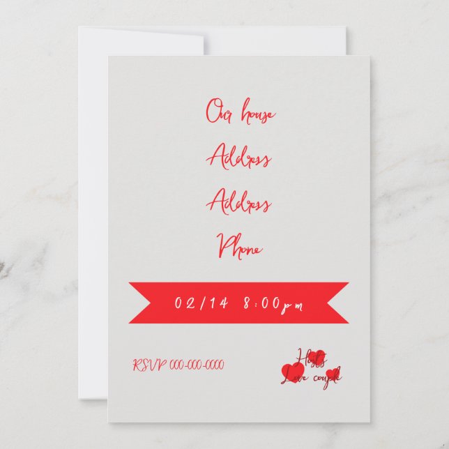 Convites Valentines day Invitation (Verso)