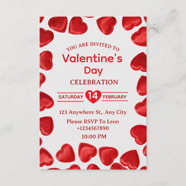 Convites Valentine's Day Invitation Card (Frente)