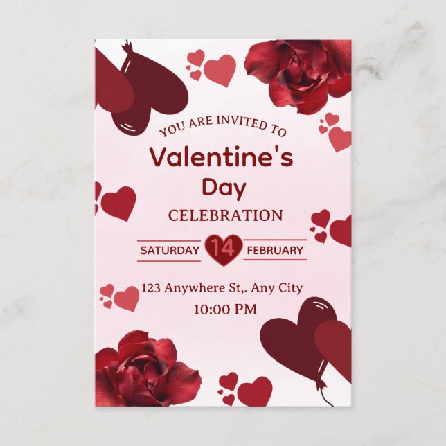 Convites Valentine's Day Invitation Card (Frente)