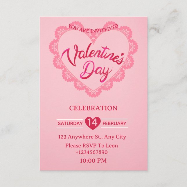 Convites Valentine's Day Invitation Card (Frente)