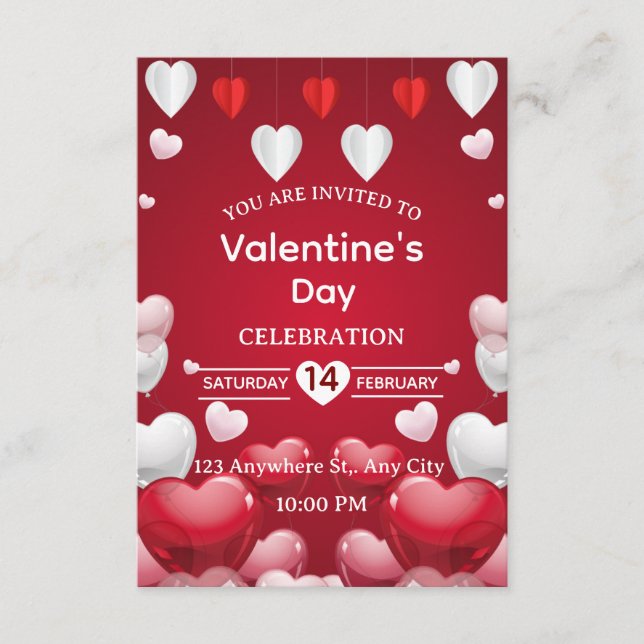 Convites Valentine's Day Invitation Card (Frente)