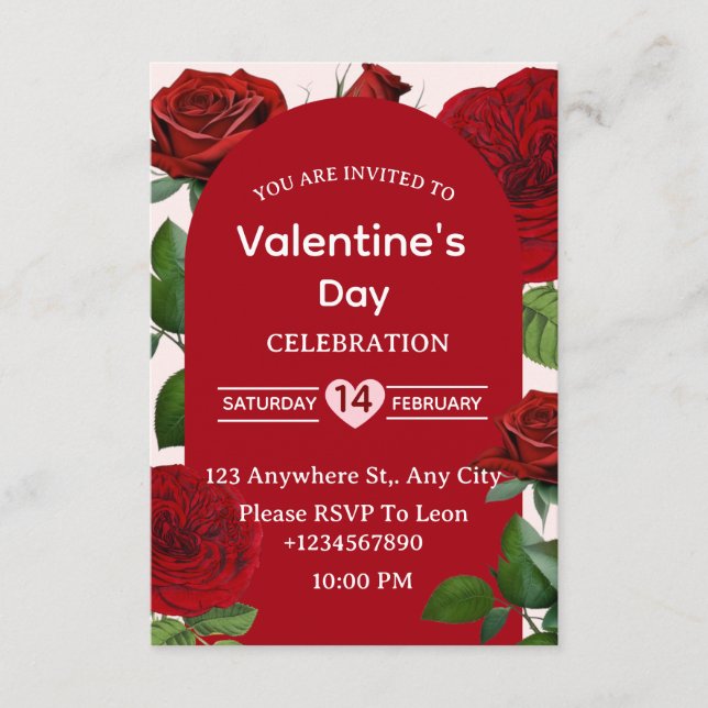 Convites Valentine's Day Invitation Card (Frente)