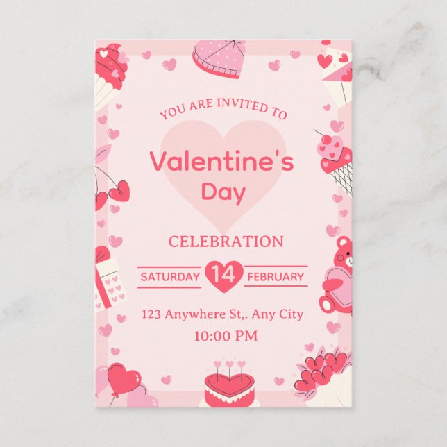 Convites Valentine's Day Invitation Card (Frente)