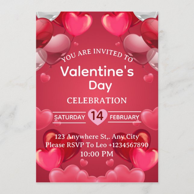 Convites Valentine's Day Invitation Card (Frente)