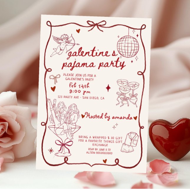Convites Valentine's Day Pajama Party (Criador carregado)