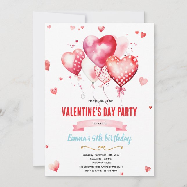 Convites Valentines day party invitation (Frente)