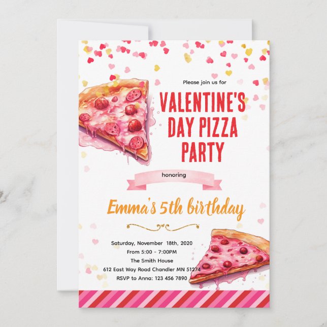 Convites Valentine's Day Pizza Party invitation (Frente)