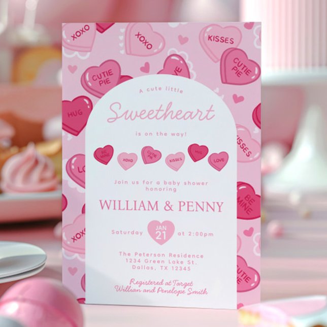 Convites Valentines Sweetheart Candy Baby Shower (Criador carregado)