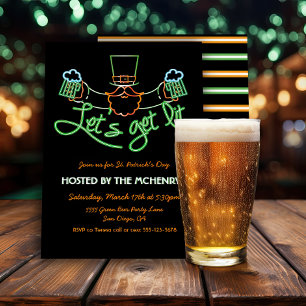 Convites Vamos acender Leprechaun de néon Dia de São Patríc