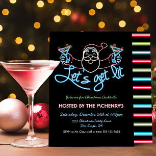 Convites Vamos acendeu Neon Papais noeis Festa de Natal Coc