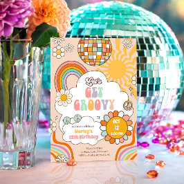 Convites Vamos Adquira Groovy Retro 70s Rainbow Teen Birthd