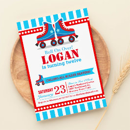 Convites Vamos! Azul Roller Skate Sport Aniversário